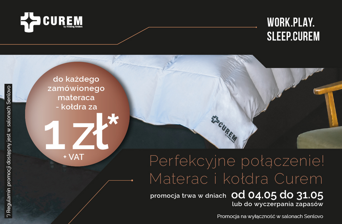 Przy zakupie materaca Curem kołdra Curem za 1 zł