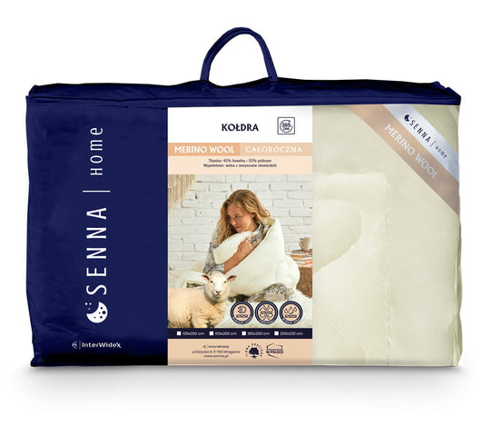 MERINO WOOL Kołdra Inter Widex - kolory biały, róż, krem