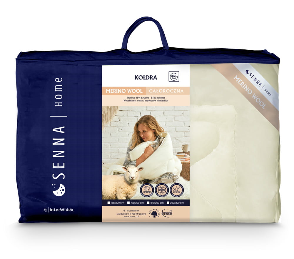 MERINO WOOL Kołdra Inter Widex - kolory biały, róż, krem - Senlovo